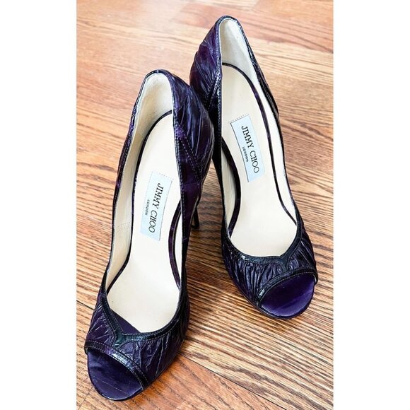 JIMMY Choo Eel Open Toe Pumps Stilettos Heels sz(7.5) - Picture 6 of 12